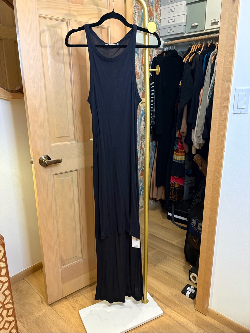Classic Black Sleeveless Maxi Dress Hi Low Hem